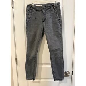 Anthropologie Pilcro Gray High Rise Skinny Multi Button Fly Jeans Womens Size 27